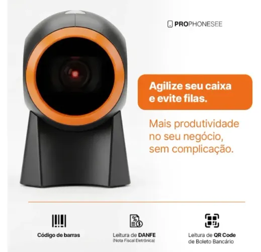 Leitor Código De Barras Automático De Mesa Com Fio Usb Compatível C/ Scanner Caixa De S