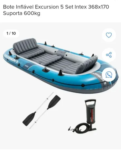 Bote Inflável Intex Excurssion 5, NOVO, NA CAIXA, Com Suporte para Motor de Popa.