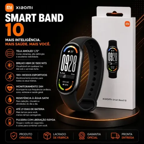 Mi Band 10 Global Com Tela AMOLED e Até 21 Dias de Bateria