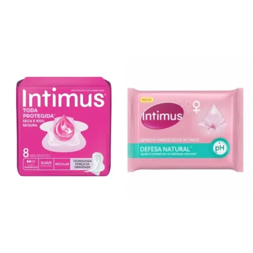 Absorvente Intimus 8 Un Com Abas + Lenço Íntimo Intimus 16un
