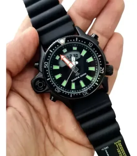 Relógio Aqualandio Série Ouro Prata Luxo Carbon
