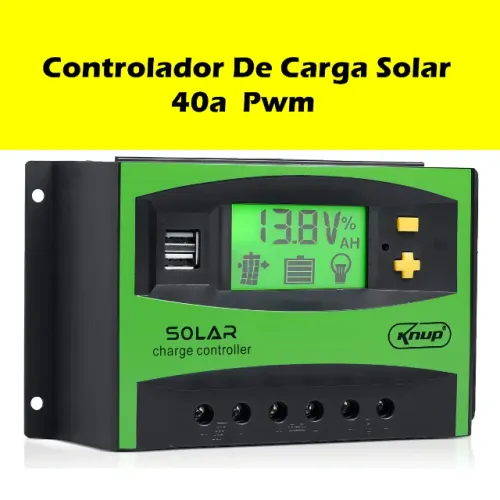Controlador De Carga Solar 40a Automático Pwm Lcd 12/24v Usb