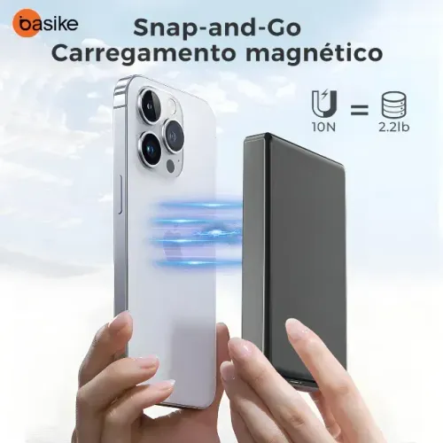 Carregador Portátil Magnético / por indução 10.000mah, 20w Marca: Basike Whatsapp 62 982