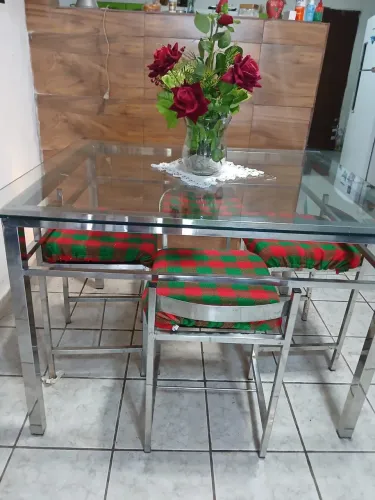 Mesa inox e vidro 