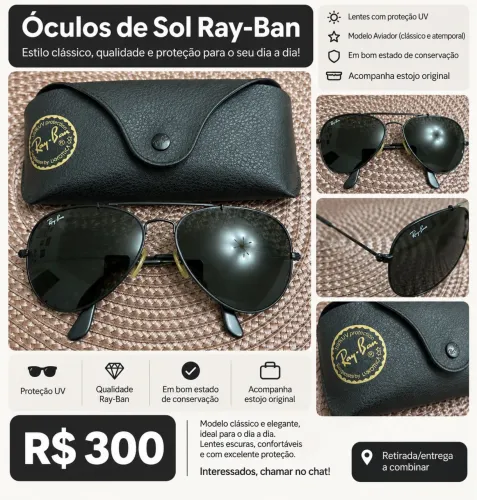 Óculos de sol aviador Ray-Ban usado