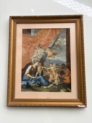 quadro sagrada família moldura dourada