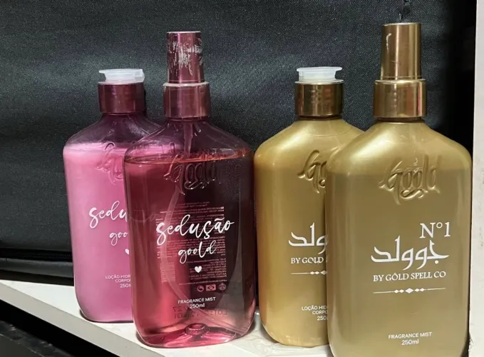 kit 2 hidratantes e 2 body splash gold spell
