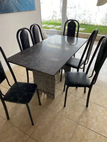 Mesa granito 6 cadeiras