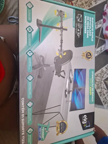 Suporte Duplo Articulado ELG T1224N para 2 Monitores 17" a 32" Novo.