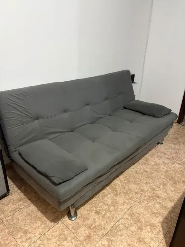 Sofá-cama casal reclinável suede - grafite