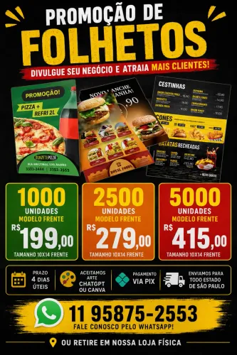 Folhetos - pizzaria - barbearia - loja 