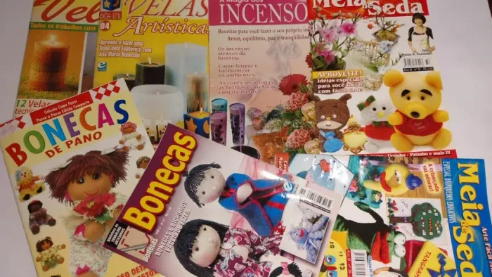 Lote revistas de saúde dieta artesanato velas e bonecas Scrapbook