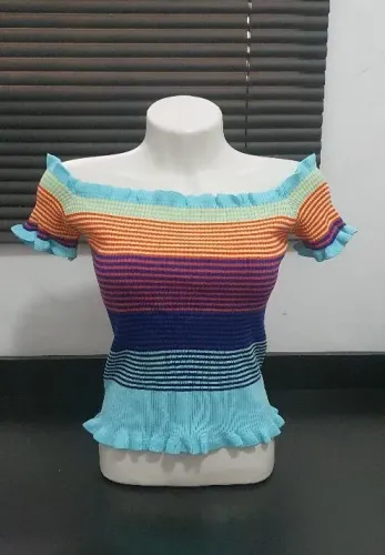 Blusa tomara que caia listrado G novo