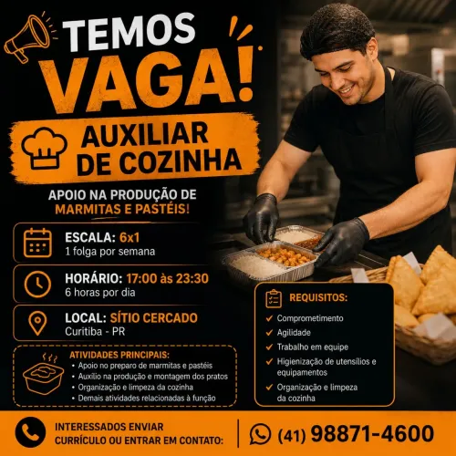 Auxiliar de cozinha (sítio cercado) 6hrs