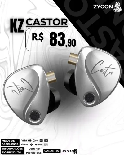 [NOVO] Fone de Ouvido KZ Castor Profissional - Garantia 45 Dias
