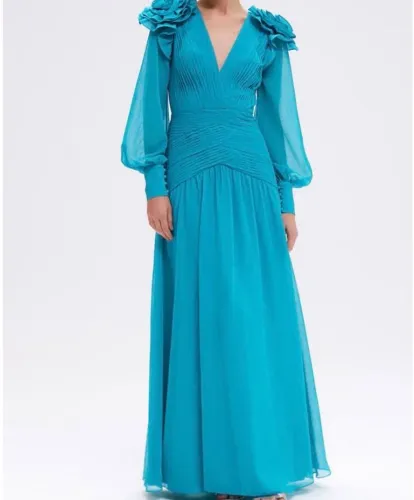 Vestido PatBo longo plissado