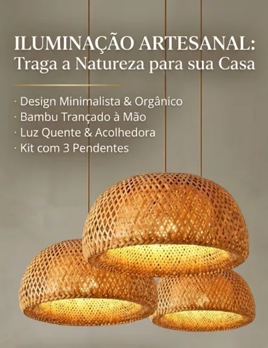Luminária pendentes de bambu