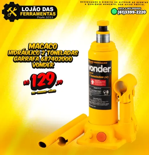 Macaco Hidráulico 2 Toneladas Garrafa 687402000 Vonder