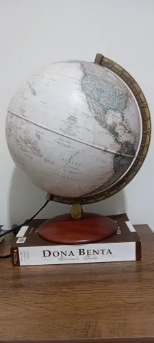 Globo Terrestre National Geographic 30 cm Gold Executive - Base de Madeira - Excelente
