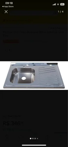 Pia Inox Com Cuba Esquerda 80cm Fabrinox, Com Furo