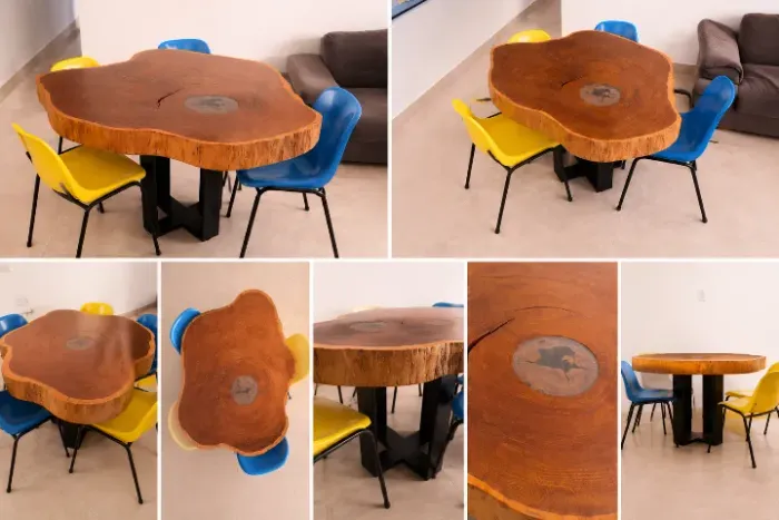 Mesa de madeira maciça 1,30 m - peça única 
