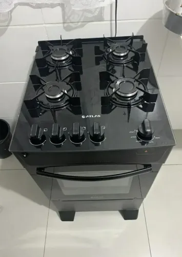 Fogão atlas mônaco top glass de 4 bocas na cor preta