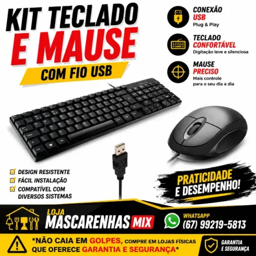 KIT TECLADO E MOUSE COM FIO USB COD: 0147