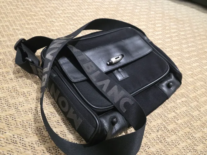bolsa montblanc nightflight preta original made in germany couro e nylon balístico vintage