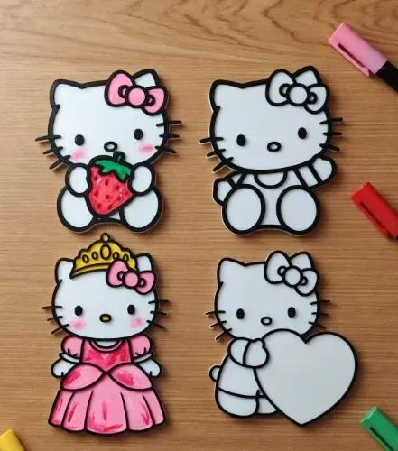 Kit de Pintura Hello Kitty - Conjunto Para Colorir (Impressão 3D)