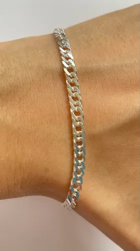 Pulseira nova de prata 925 maciça elo duplo