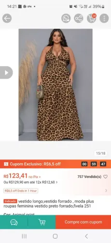 Vendo vestido de onça lindo.Nunca usado