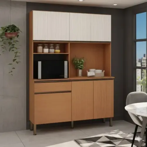 Cozinha Compacta Marina MDF Com 6 Portas