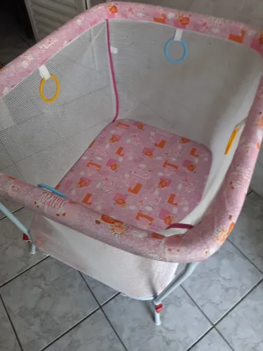 Cercado para Bebê Dobrável e Portátil - Rosa com Estampa