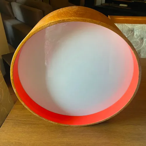 Lustre redondo madeira 50cm × 25cm