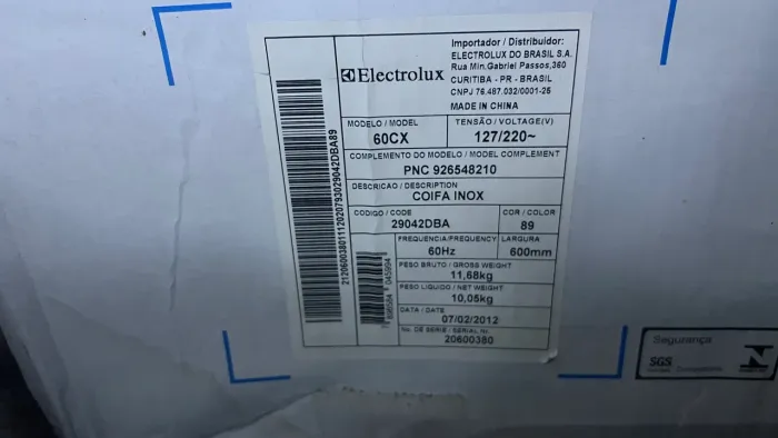 Coifa eletrolux 60 cm modelo CX60