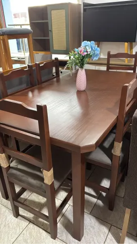Mesa Com 06 Cadeiras Madeira Maciça Nova 