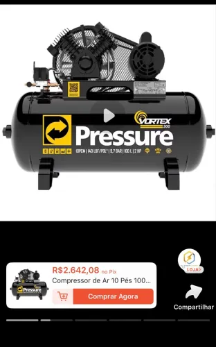 Compressor de ar pressure e chave eletromagnética