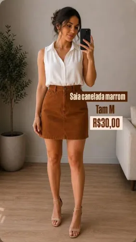 Saia canelada marrom 