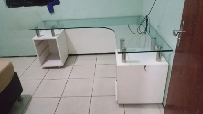 Mesa Vidro Temperado em L