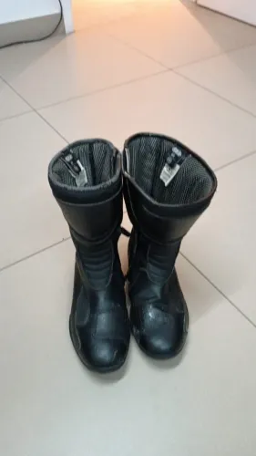Bota Motociclista Couro Cano Alto