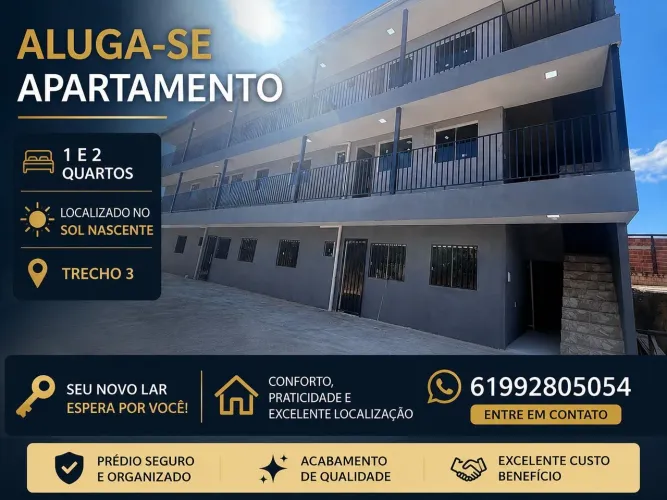 Alugo apartamento de um e de dois quartos no Sol nascente 