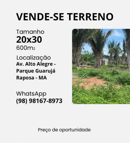 VENDE-SE TERRENO 20x30