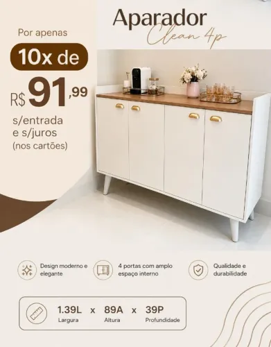 Aparador off white com entrega grátis