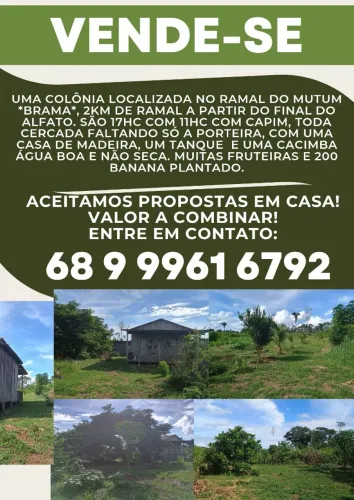 Colônia MUTUM 17HC $ 150mil