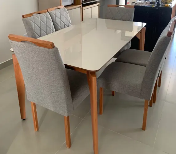 Mesa de Jantar com 6 Cadeiras Linho NOVO DIRETO DA FABRICA