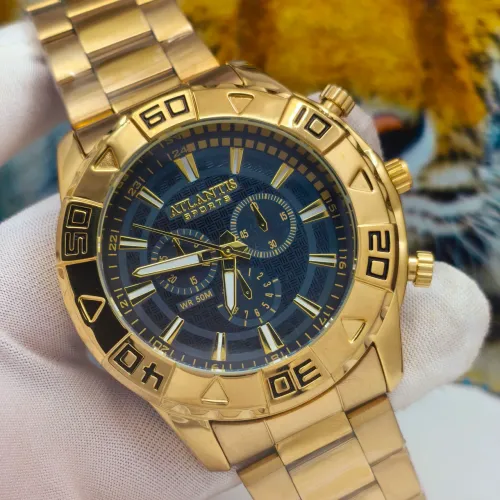 Relógio masculino dourado banhado a ouro prova d'água original