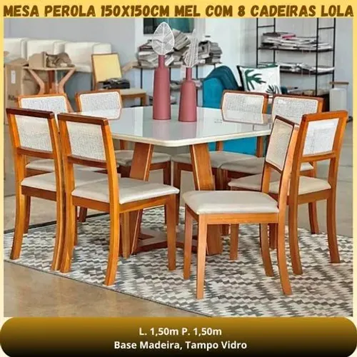 Mesa Pérola c 8 cadeiras Lola