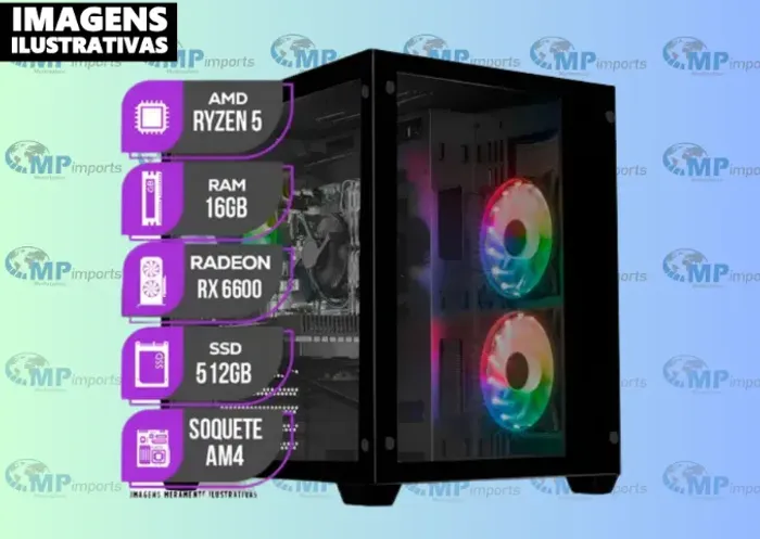 Loja MP Imports: Pc Gamer Completo / AMD Ryzen 5 5500 / 16GB DDR4 / Radeon RX 6600