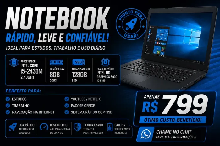 NOTEBOOK i5 + 8GB RAM + SSD 