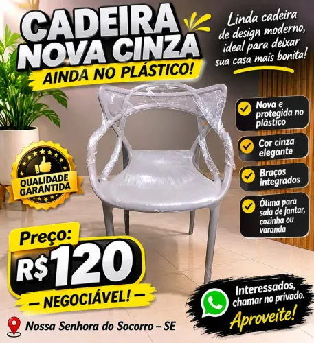 Cadeira Alega, na cor cinza mordeno